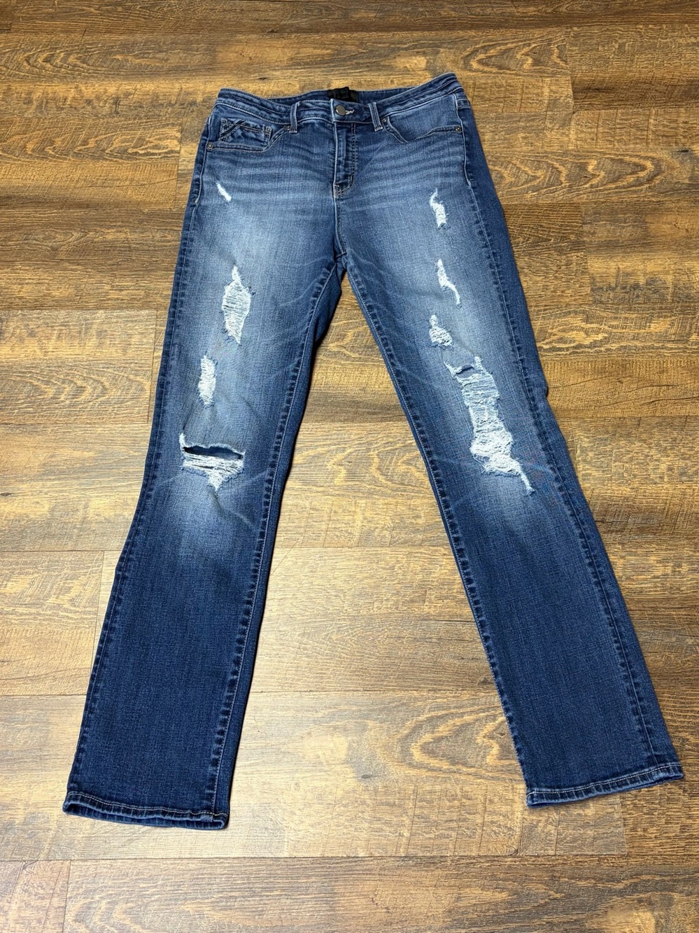 Buckle Black Curvy Straight Jeans Womens 31x32 Distressed Blue Denim Stretch